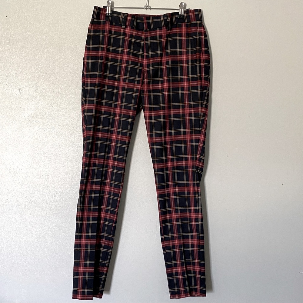 ASOS Black & Red Plaid Straight Leg Pants